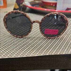 Betsey Johnson Leopard Print Round Sunglasses